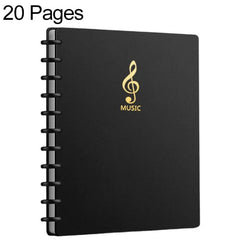 A4 Size Mushroom-shaped Button Music Sheet Binder Folder with Index Tabs, Simple Black 20 Pages+Pen+Notebook+Clip, Simple Black 20 Pages+Pen+Notebook, Simple Black 20 Pages