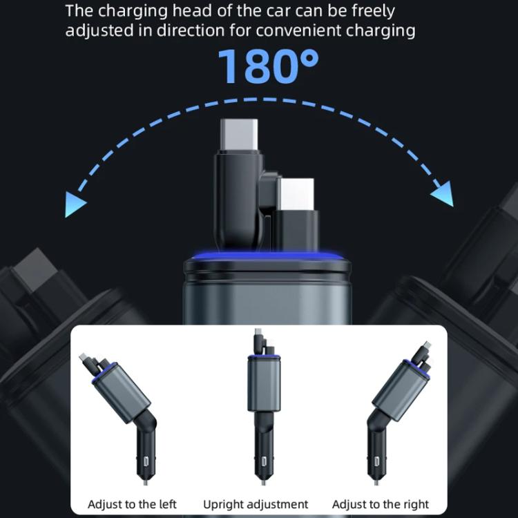 F9 Car MP3 Bluetooth Player Fast Charger with Retractable Cable, F9 with Retractable Cable