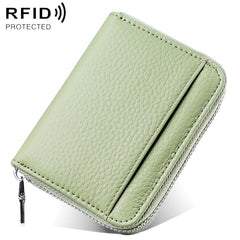 Mini RFID Anti-theft Genuine Leather Zipper Card Bag