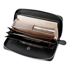 Genuine Leather RFID Anti-theft Accordion Zipper Coin Purse