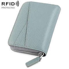 KB23 RFID Accordion Multi-card Slot Genuine Leather Zipper Card Bag