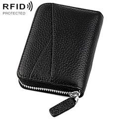 KB23 RFID Accordion Multi-card Slot Genuine Leather Zipper Card Bag