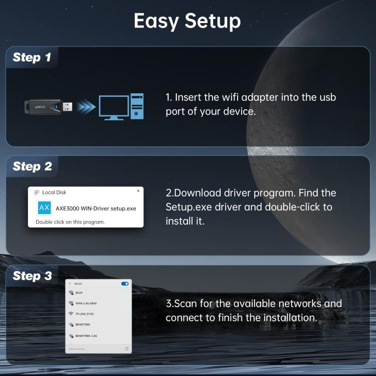 EDUP EP-AX1678 WiFi 6E USB Tri-band Mini Wireless Network Adapter, EP-AX1678