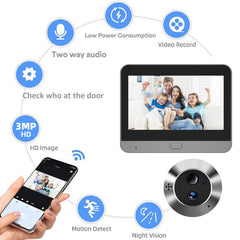 RH-PD6-I 4.3 inch HD Screen Motion Detection Smart WiFi Video Doorbell, RH-PD6-I