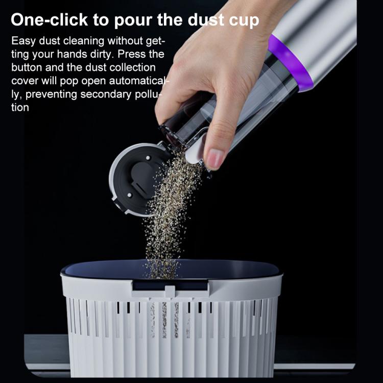 SUITU Digital Display Car Cordless High Power Brushless Vacuum Cleaner, One Touch Dustbin Emptying, Long Dust Collection Bin