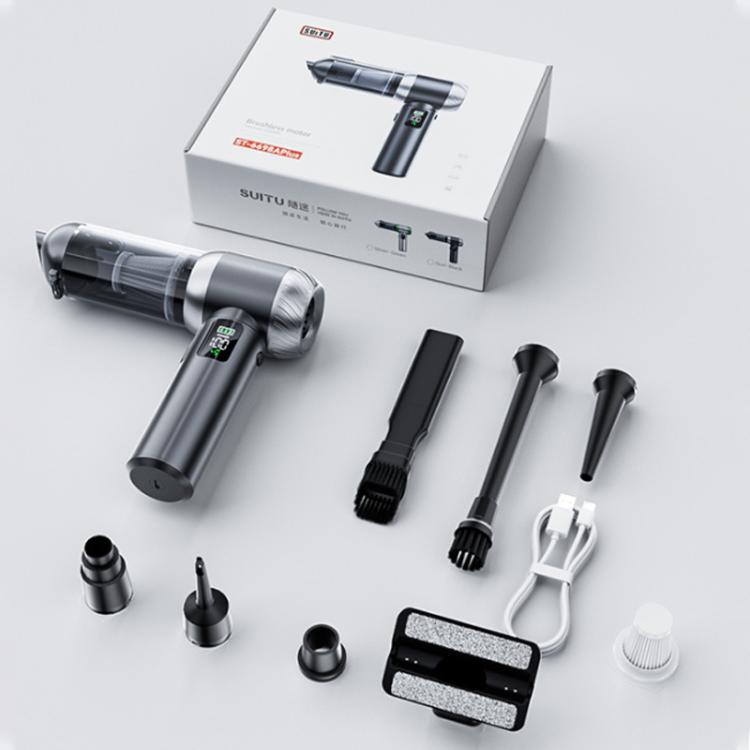 SUITU Handheld Blow Suction Combo LED Display Brushless Vacuum Cleaner, One Touch Dustbin Emptying, Long Dust Collection Bin