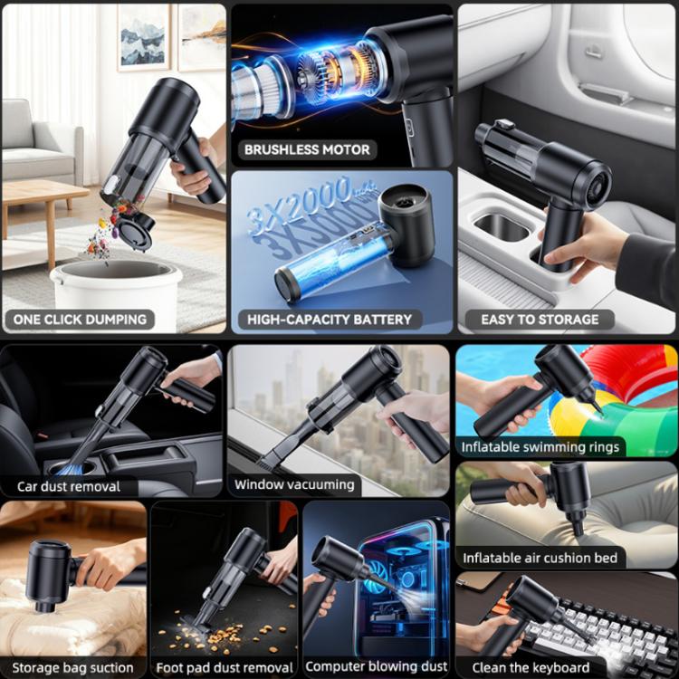 SUITU Handheld Wireless Charging Blow Suction Dual Use Car Vacuum Cleaner, One Touch Dustbin Emptying, Ordinary Dustbin