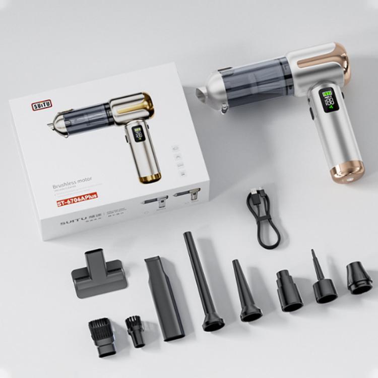 SUITU Digital Display Handheld Blow Suction Combo Car Vacuum Cleaner, One Touch Dustbin Emptying, Extended Dustbin