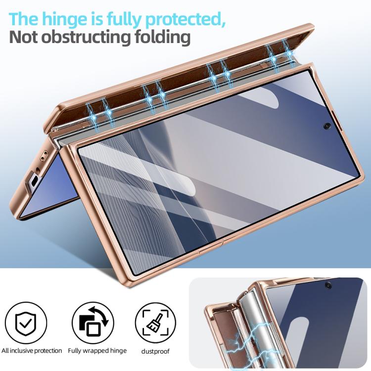 VIETAO Flash Diamond Privacy Tempered Glass Integrated Magnetic Bracket Phone Case, For Samsung Galaxy Z Fold7 5G, For Samsung Galaxy Z Fold6 5G