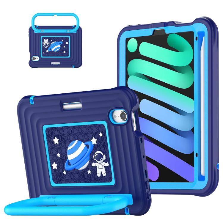 Handle Holder Silicone Hybrid PC Tablet Case with Shoulder Strap, For iPad mini 2024 / mini 6