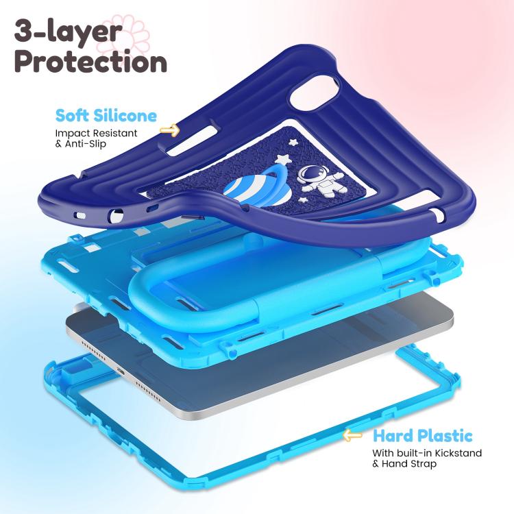 Handle Holder Silicone Hybrid PC Tablet Case with Shoulder Strap, For iPad mini 2024 / mini 6