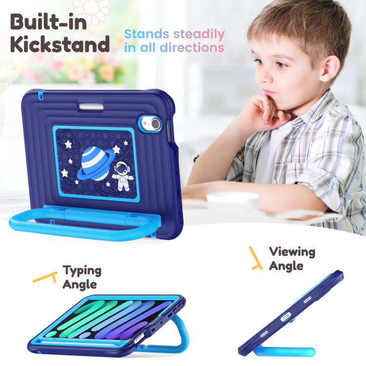 Handle Holder Silicone Hybrid PC Tablet Case with Shoulder Strap, For iPad mini 2024 / mini 6