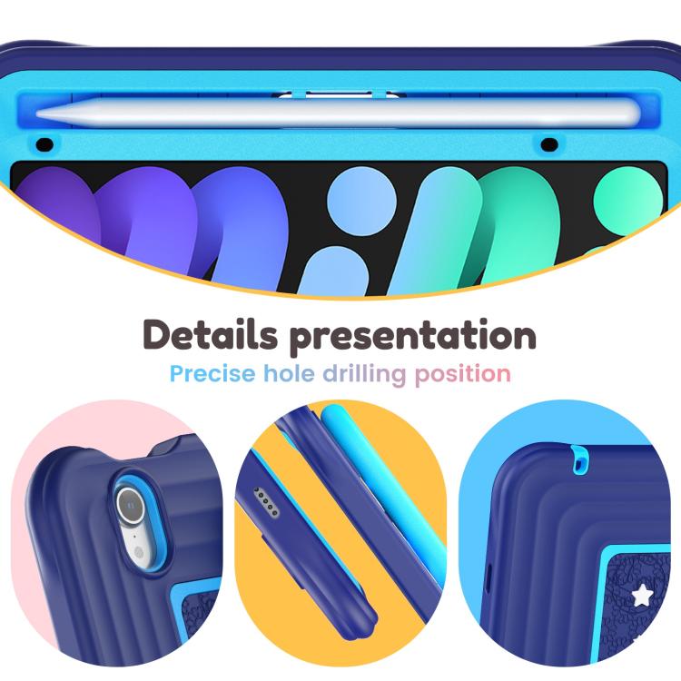 Handle Holder Silicone Hybrid PC Tablet Case with Shoulder Strap, For iPad mini 2024 / mini 6