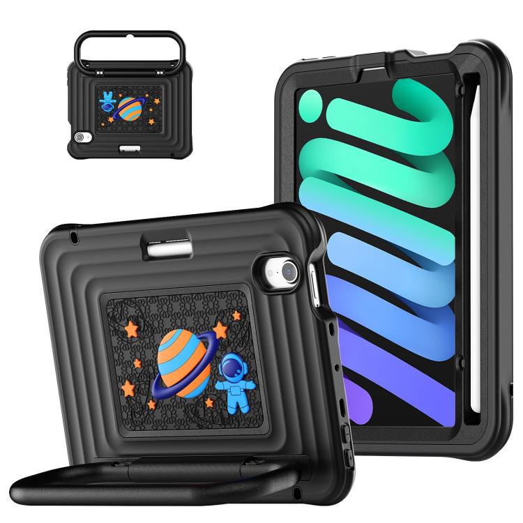 Handle Holder Silicone Hybrid PC Tablet Case with Shoulder Strap, For iPad mini 2024 / mini 6