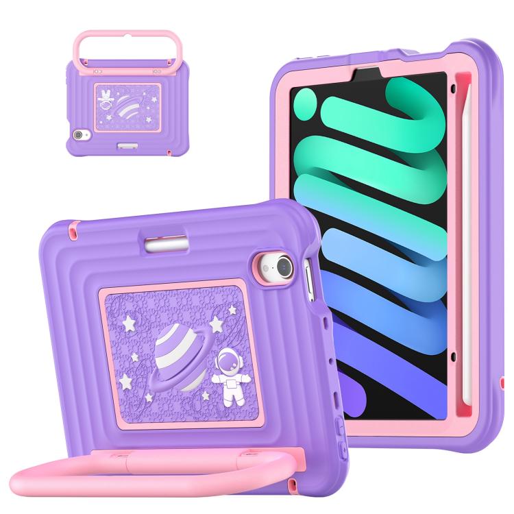 Handle Holder Silicone Hybrid PC Tablet Case with Shoulder Strap, For iPad mini 2024 / mini 6