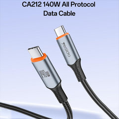 Yesido CA212 140W Type-C to Type-C Super Fast Charging Data Cable, Length: 1.2m