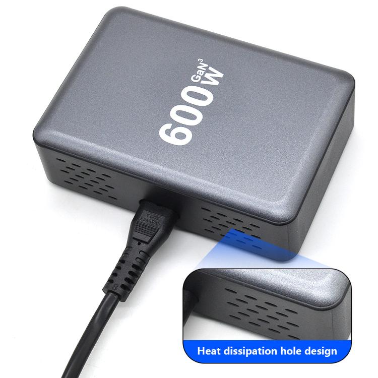 600W USB-C / Type-C and USB-A 8-Port High Power GaN Desktop Fast Charger, EU Plug, US Plug, UK Plug, AU Plug