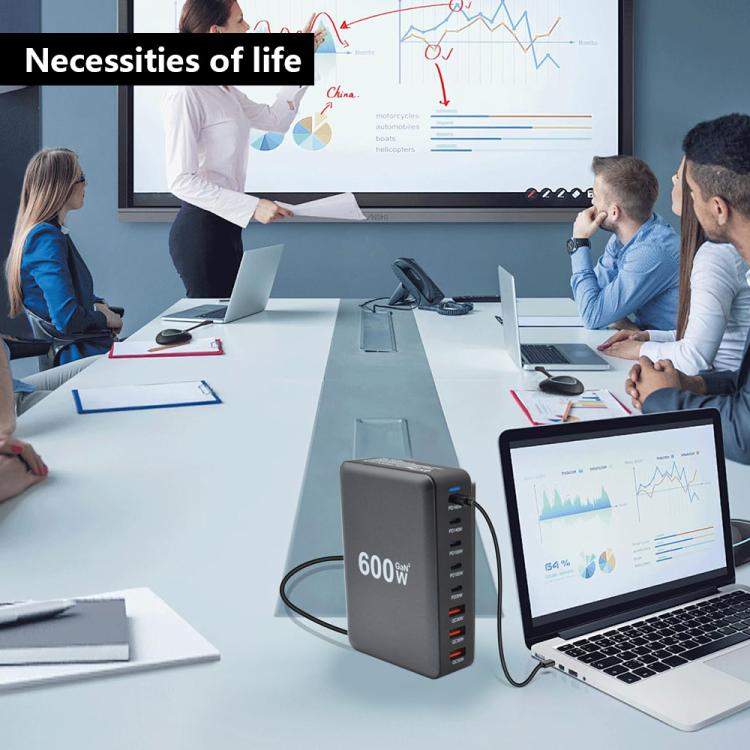 600W USB-C / Type-C and USB-A 8-Port High Power GaN Desktop Fast Charger, EU Plug, US Plug, UK Plug, AU Plug