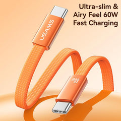 USAMS SJ783 U96 1.2m 60W USB-C / Type-C to USB-C / Type-C Aluminum Alloy Fast Charging Data Cable, SJ783USB02, SJ783USB01