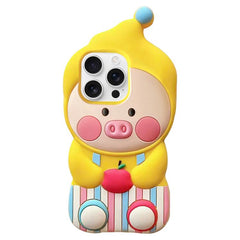 Cartoon Pig Silicone Phone Case, For iPhone 13 Pro, For iPhone 13, For iPhone 12 Pro Max