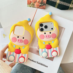 Cartoon Pig Silicone Phone Case, For iPhone 13 Pro, For iPhone 13, For iPhone 12 Pro Max