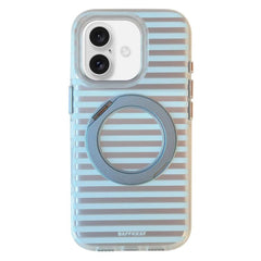 BAFFKKAF Frosted Stripes 360 Holder Airbag Double-Sided IMD Magnetic Phone Case, For iPhone 16, For iPhone 15 Pro Max, For iPhone 15 Pro, For iPhone 15