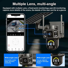 V380 Pro 3MP Panoramic Dual Lens Wireless WiFi Solar Powered Surveillance Camera