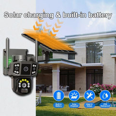 V380 Pro 3MP Panoramic Dual Lens Wireless WiFi Solar Powered Surveillance Camera