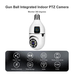 V380 Pro 4MP Full-Color Dual-Lens 2.4GHz WiFi Wireless E27 Socket Bulb Night Vision PTZ Camera