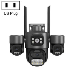 ICSee Triple-Lens 3MP Wireless WiFi Security Camera, Three-Screen Panoramic PTZ IP Camera with Full-Color Night Vision, US Plug, EU Plug