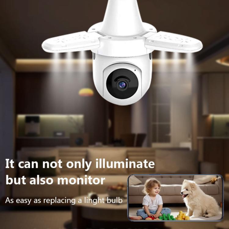 3MP HD Smart Three-Blade Fan Light Bulb Style Wireless WiFi Surveillance Camera, 2.4GHz, 5.0GHz