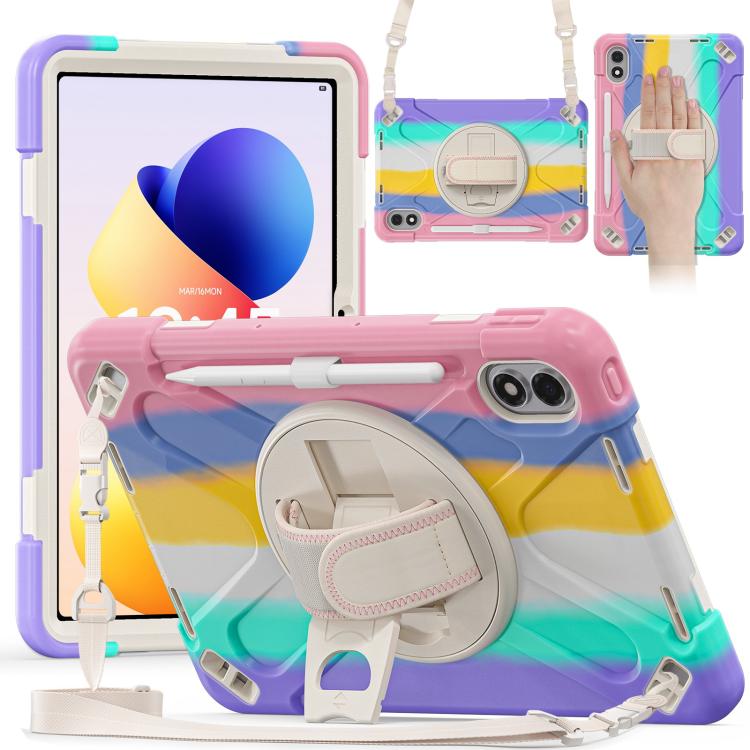 Rotatable Holder Silicone Hybrid PC Tablet Case with Shoulder Strap, For Xiaomi Redmi Pad 2 Pro 12.1 2026