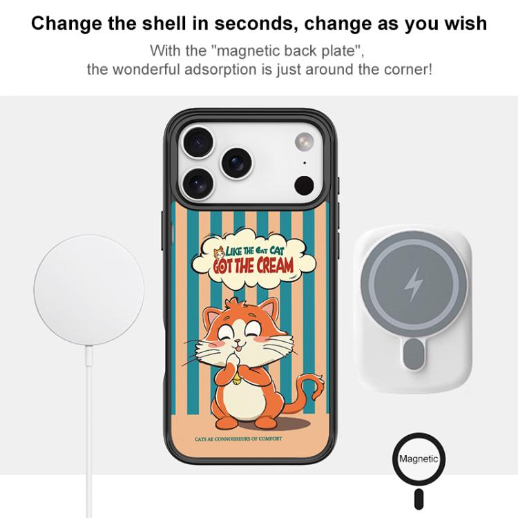 Adorable Bell Cat Pattern Magnetic Phone Case, For iPhone Air, For iPhone 16 Pro Max, For iPhone 16 Pro