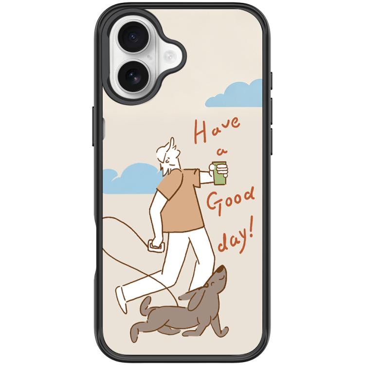 Walking Dog Pattern Magnetic Phone Case, For iPhone 16 Plus, For iPhone 16, For iPhone 15 Pro Max