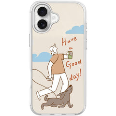 Walking Dog Pattern Magnetic Phone Case, For iPhone 16 Plus, For iPhone 16, For iPhone 15 Pro Max
