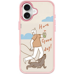 Walking Dog Pattern Magnetic Phone Case, For iPhone 16 Plus, For iPhone 16, For iPhone 15 Pro Max