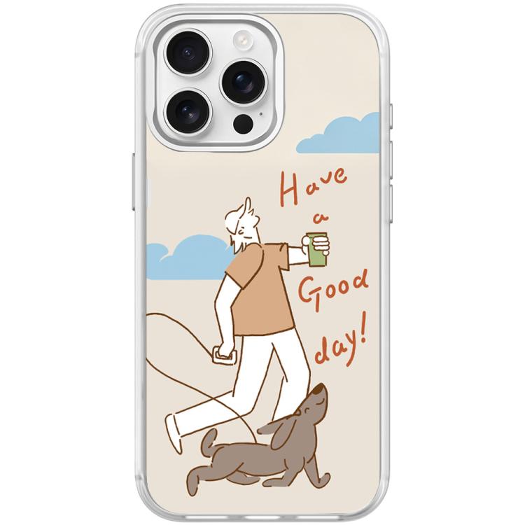 Walking Dog Pattern Magnetic Phone Case, For iPhone 16 Plus, For iPhone 16, For iPhone 15 Pro Max