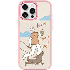 Walking Dog Pattern Magnetic Phone Case, For iPhone 15 Pro