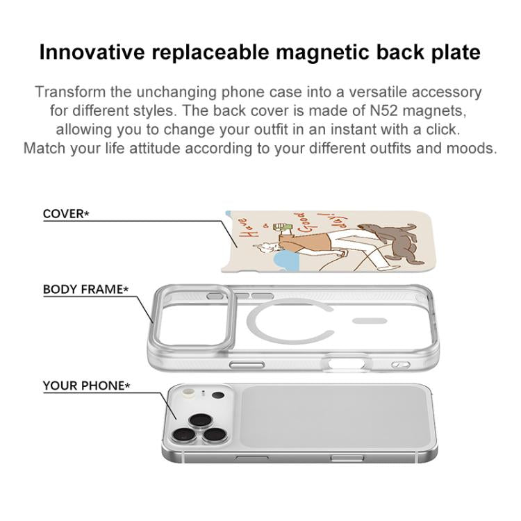 Walking Dog Pattern Magnetic Phone Case, For iPhone Air, For iPhone 16 Pro Max, For iPhone 16 Pro