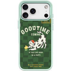 Adorable Flower Catching Dog Pattern Magnetic Phone Case, For iPhone 18 Pro / 17 Pro, For iPhone 18 Pro Max / 17 Pro Max, For iPhone 17