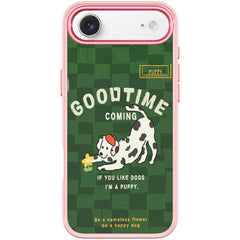 Adorable Flower Catching Dog Pattern Magnetic Phone Case, For iPhone Air, For iPhone 16 Pro Max, For iPhone 16 Pro