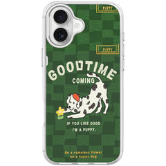 Adorable Flower Catching Dog Pattern Magnetic Phone Case, For iPhone 16 Plus, For iPhone 16, For iPhone 15 Pro Max