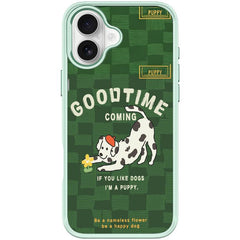 Adorable Flower Catching Dog Pattern Magnetic Phone Case, For iPhone 16 Plus, For iPhone 16, For iPhone 15 Pro Max