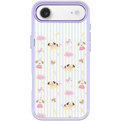 Vertical Stripes Dog Pattern Magnetic Phone Case, For iPhone Air, For iPhone 16 Pro Max, For iPhone 16 Pro