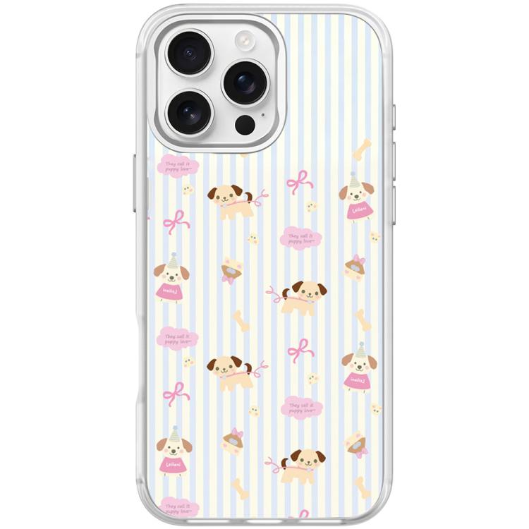 Vertical Stripes Dog Pattern Magnetic Phone Case, For iPhone Air, For iPhone 16 Pro Max, For iPhone 16 Pro