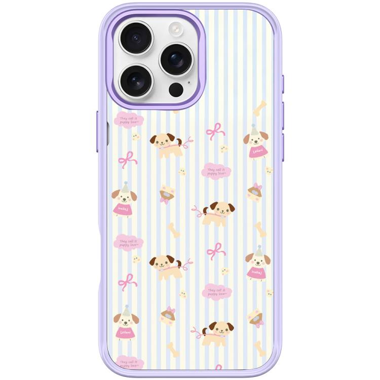 Vertical Stripes Dog Pattern Magnetic Phone Case, For iPhone Air, For iPhone 16 Pro Max, For iPhone 16 Pro