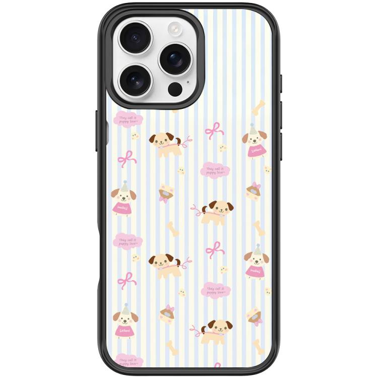 Vertical Stripes Dog Pattern Magnetic Phone Case, For iPhone Air, For iPhone 16 Pro Max, For iPhone 16 Pro