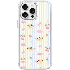 Vertical Stripes Dog Pattern Magnetic Phone Case, For iPhone 15 Pro Max, For iPhone 15 Pro