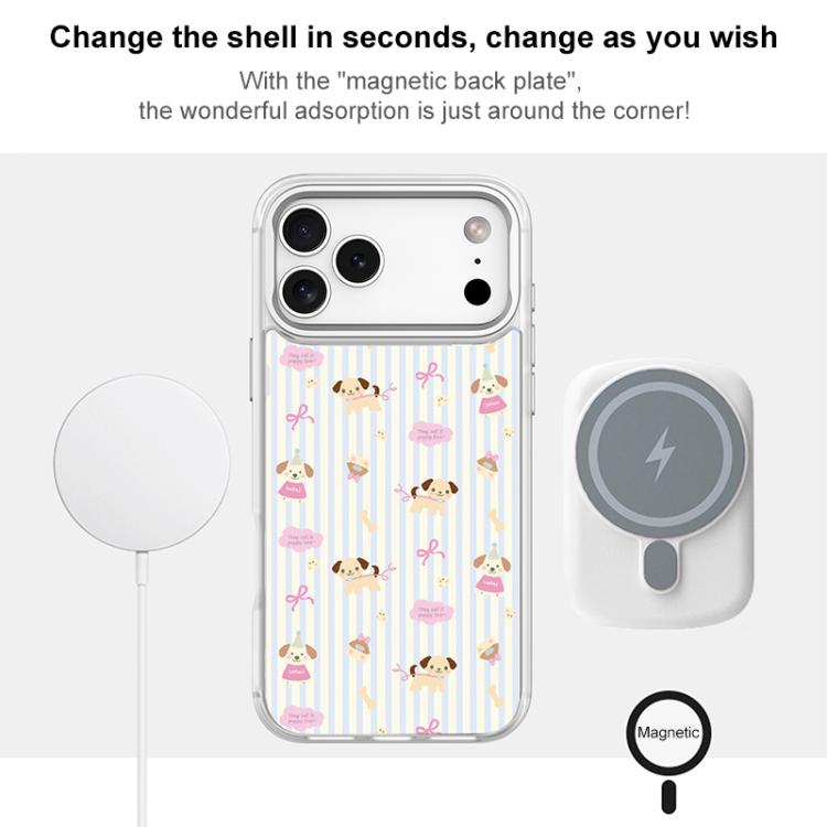 Vertical Stripes Dog Pattern Magnetic Phone Case, For iPhone Air, For iPhone 16 Pro Max, For iPhone 16 Pro