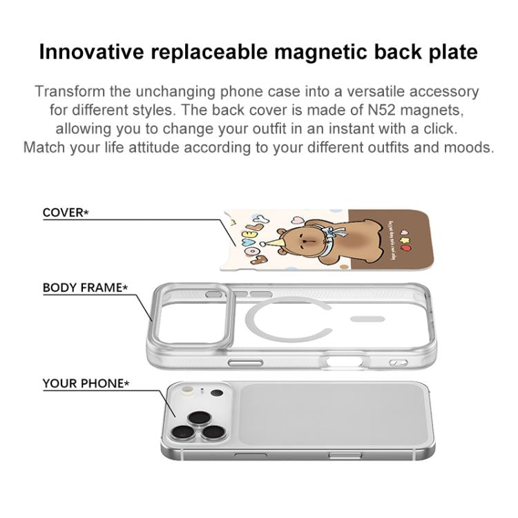 Adorable Little Capybara Pattern Magnetic Phone Case, For iPhone Air, For iPhone 16 Pro Max, For iPhone 16 Pro